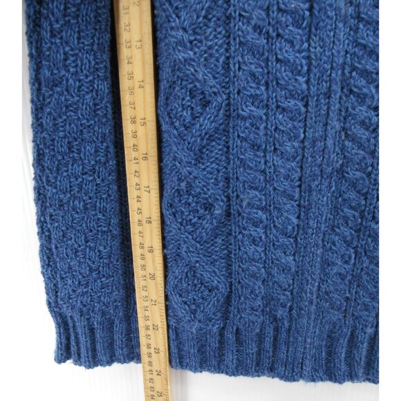 VINTAGE Inis Crafts Sweater Small Merino Wool Aran Cardigan Fisherman - Picture 4 of 9